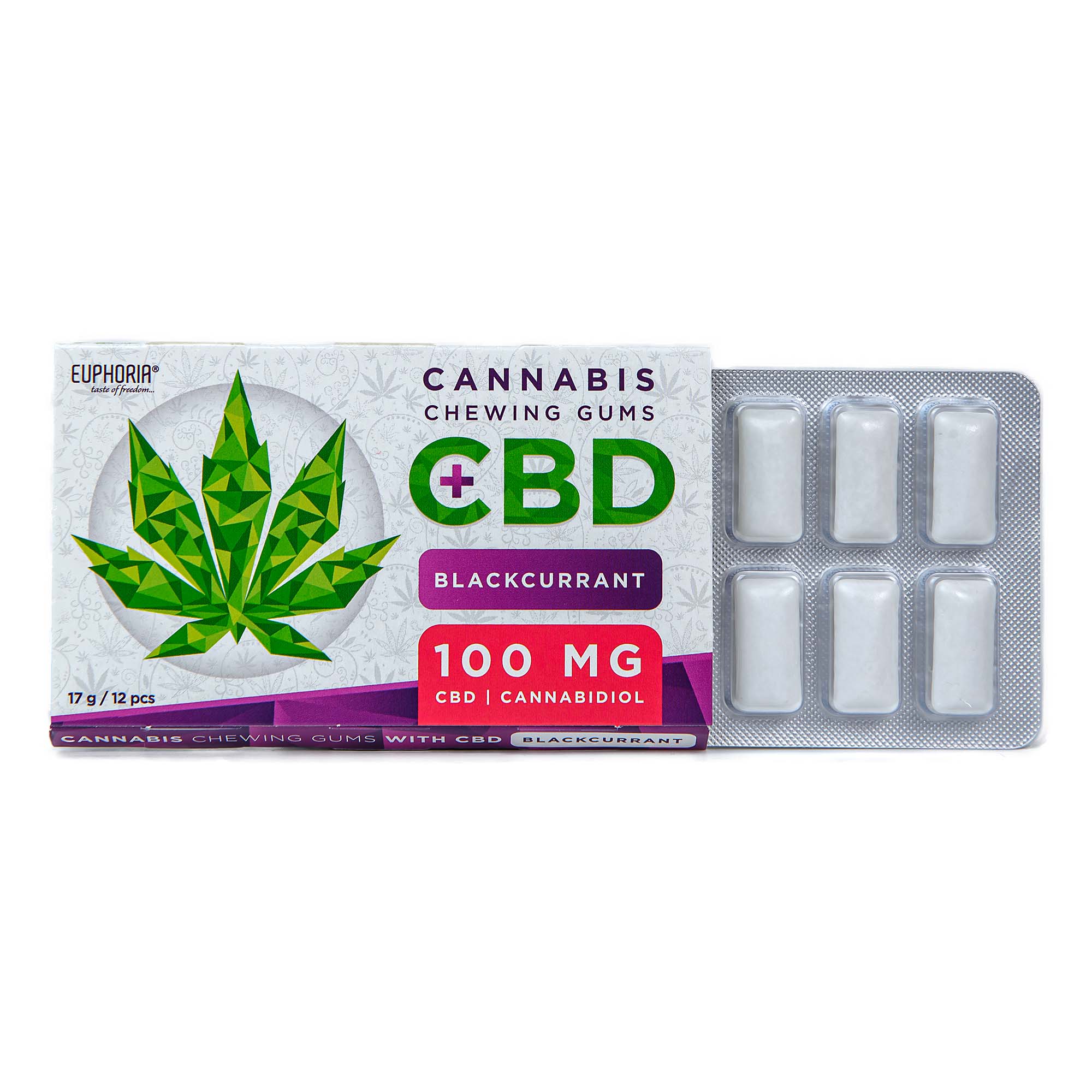 CBD Kaugummi – Schwarze Johannisbeere (100 mg CBD)